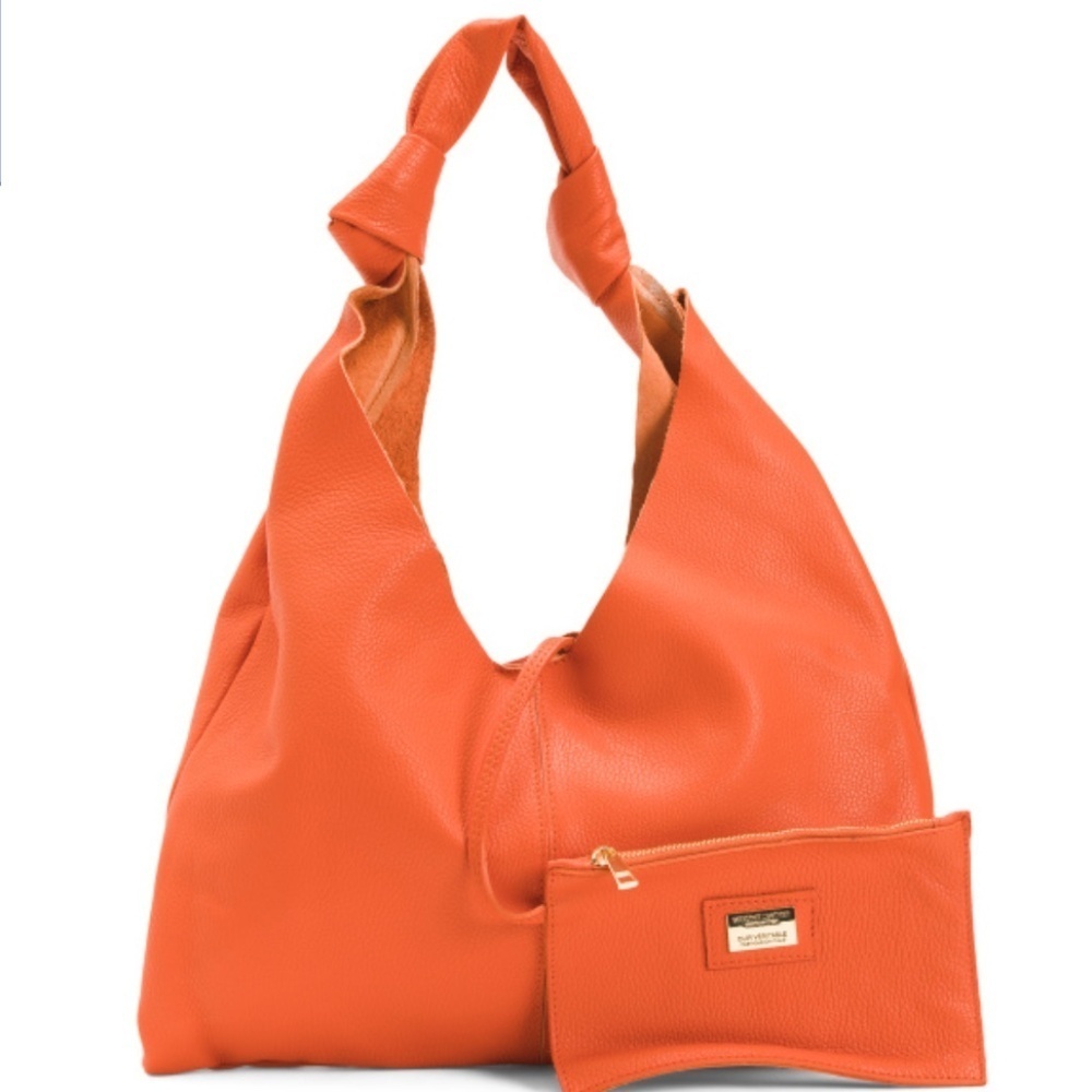 NWT VIOLA CASTELLANI Made In Italy Leather Slouchy Hobo With Knots